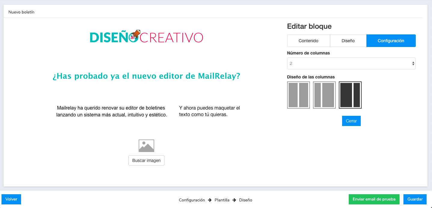 Editor opción configuración