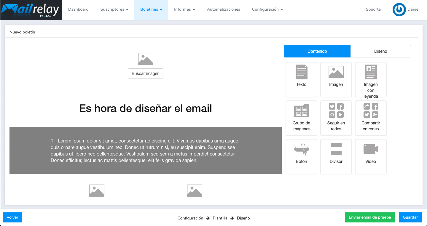 Elementos editor Mailrelay